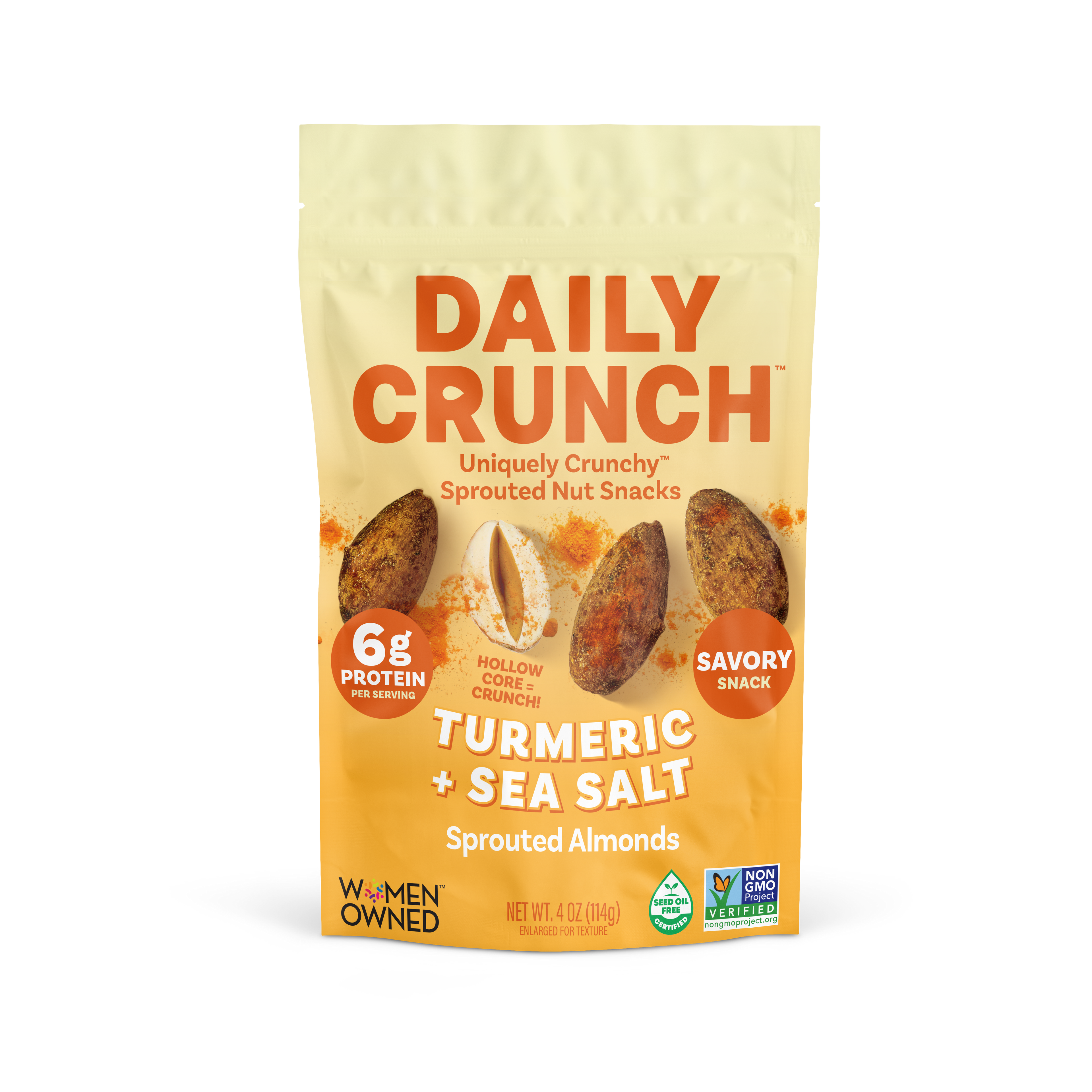 Turmeric + Sea Salt Almonds, 4oz Pantry Bag