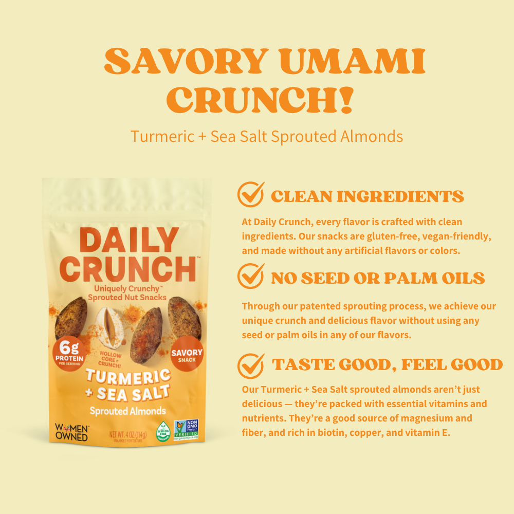 Turmeric + Sea Salt Almonds, 4oz Pantry Bag