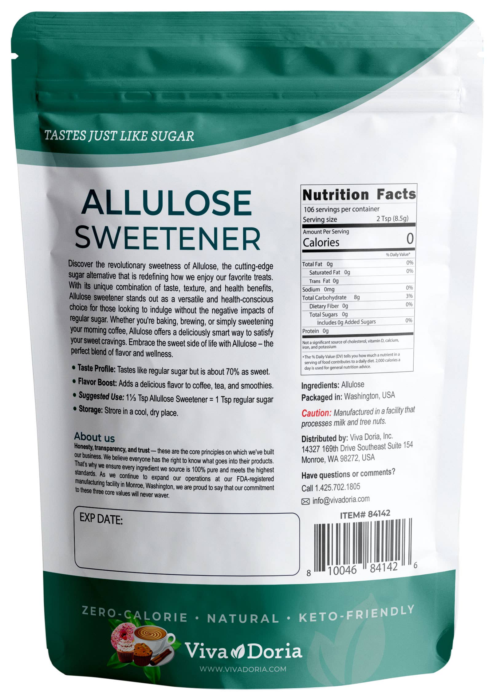 Allulose Sweetener, Great for Coffee, Tea, and Cooking: 2 lb
