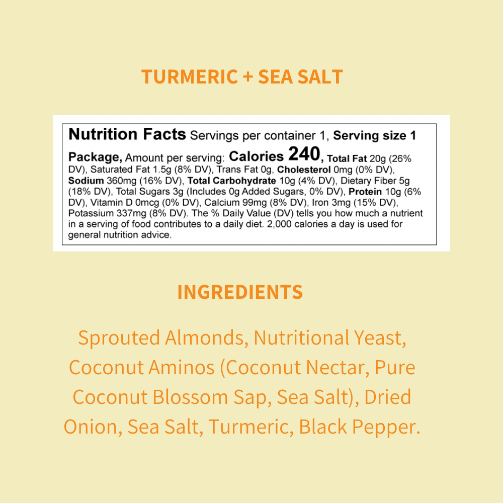 Turmeric + Sea Salt Sprouted Almonds, 1.5oz Single Serve