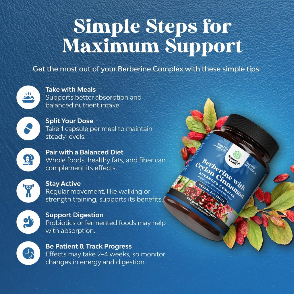 Berberine Plus  Supplement – Helps Support Healthy Blood Sugar Levels, 120ct (40-Day Supply)