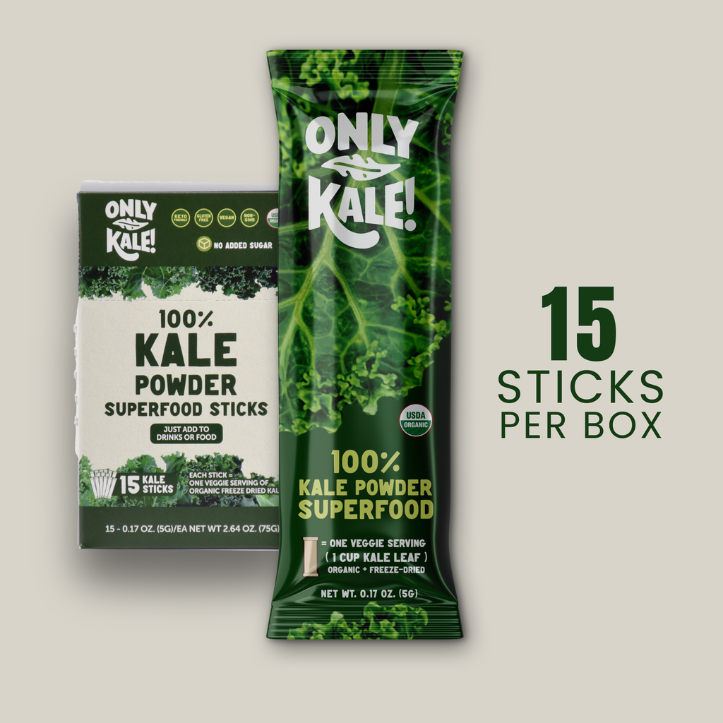 OnlyKale 有機羽衣甘藍粉條 – 15 包獨立包裝，每包 2.64 盎司（75 克）