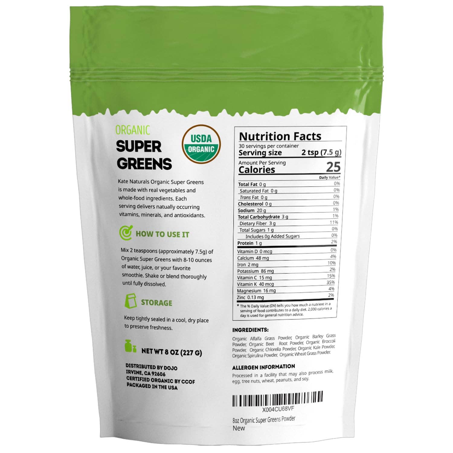 Organic Super Greens Powder 8oz (227g)