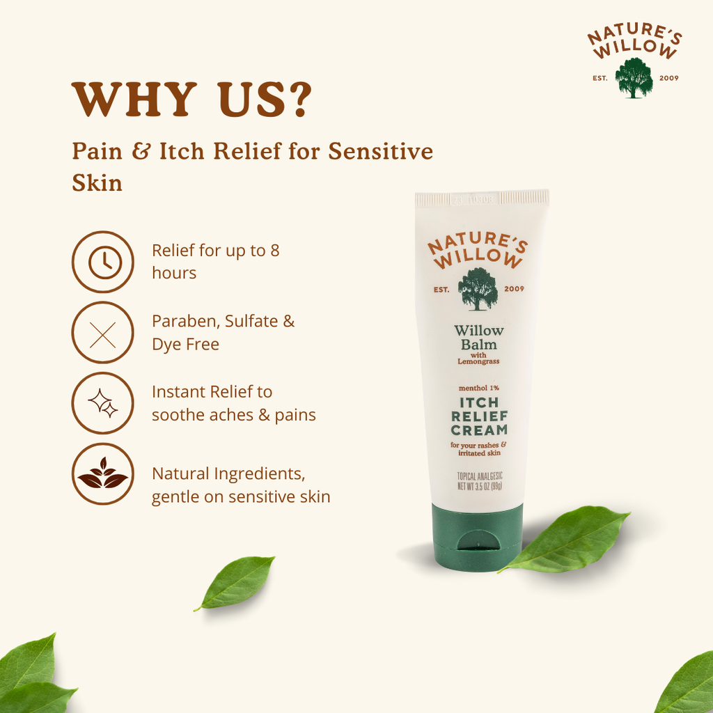 Nature’s Willow Bug Bite Balm, Natural Insect Bite Pain & Itch Relief, 0.5 oz
