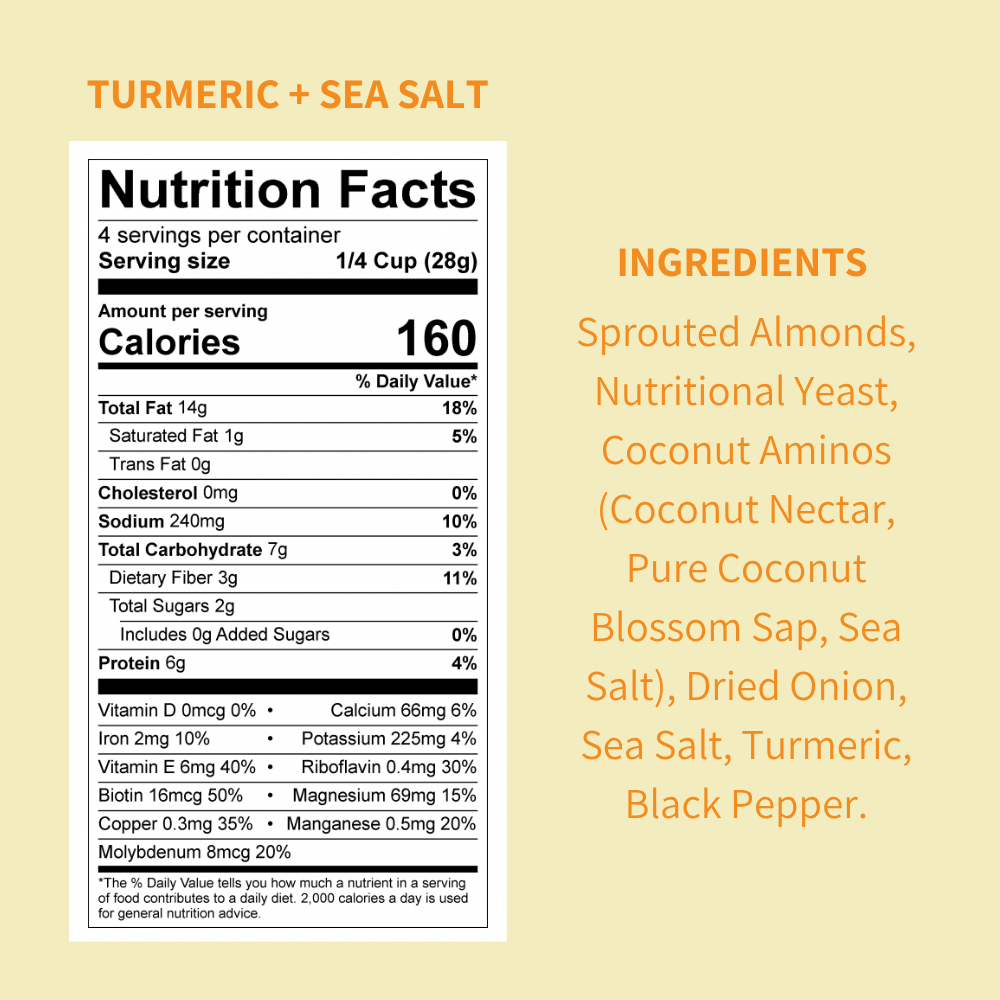 Turmeric + Sea Salt Almonds, 4oz Pantry Bag
