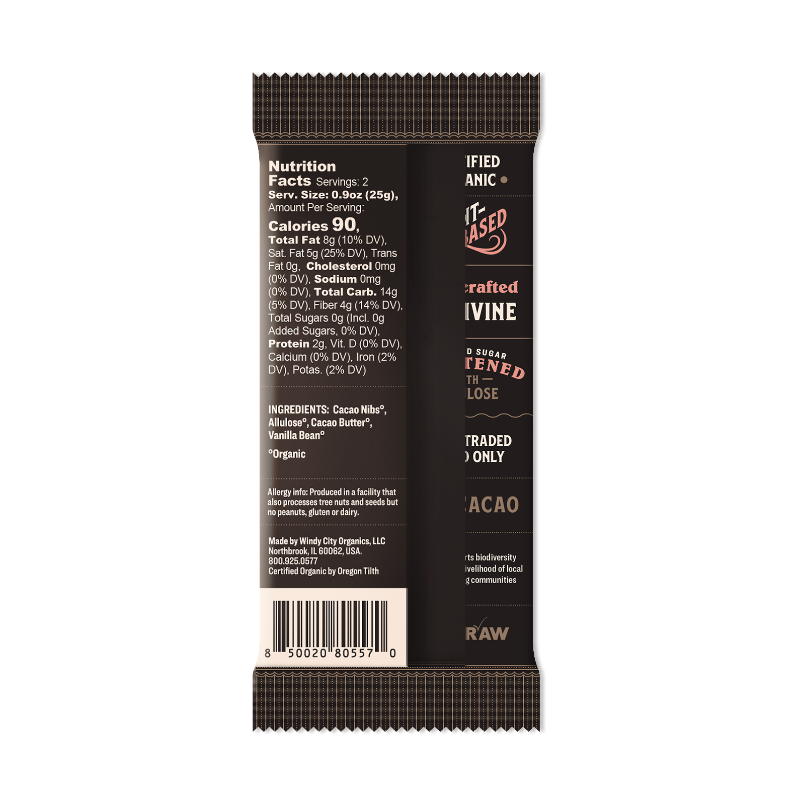 Organic Premium Keto Chocolate Bar with Allulose only - 65% Cacao 1.76oz (50g)