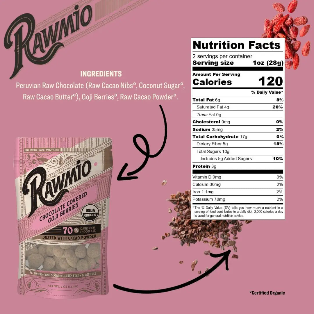 Organic Chocolate Covered Goji Berries 2oz